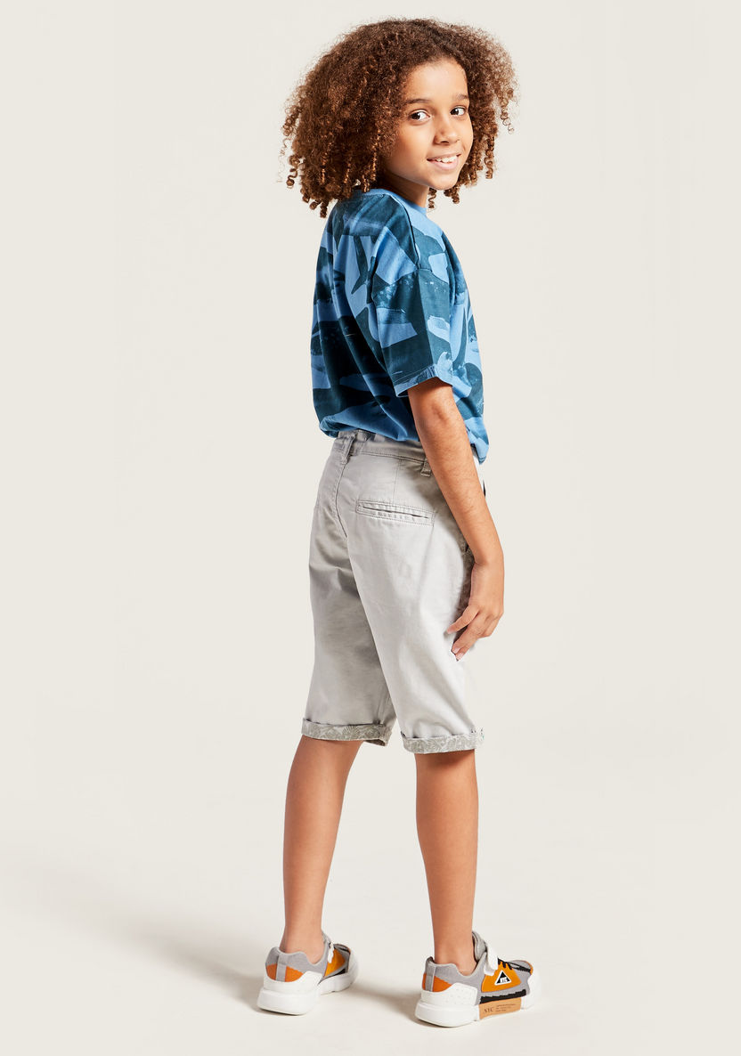 Juniors Solid Shorts with Elasticated Drawstring Waist and Pockets-Shorts-image-2