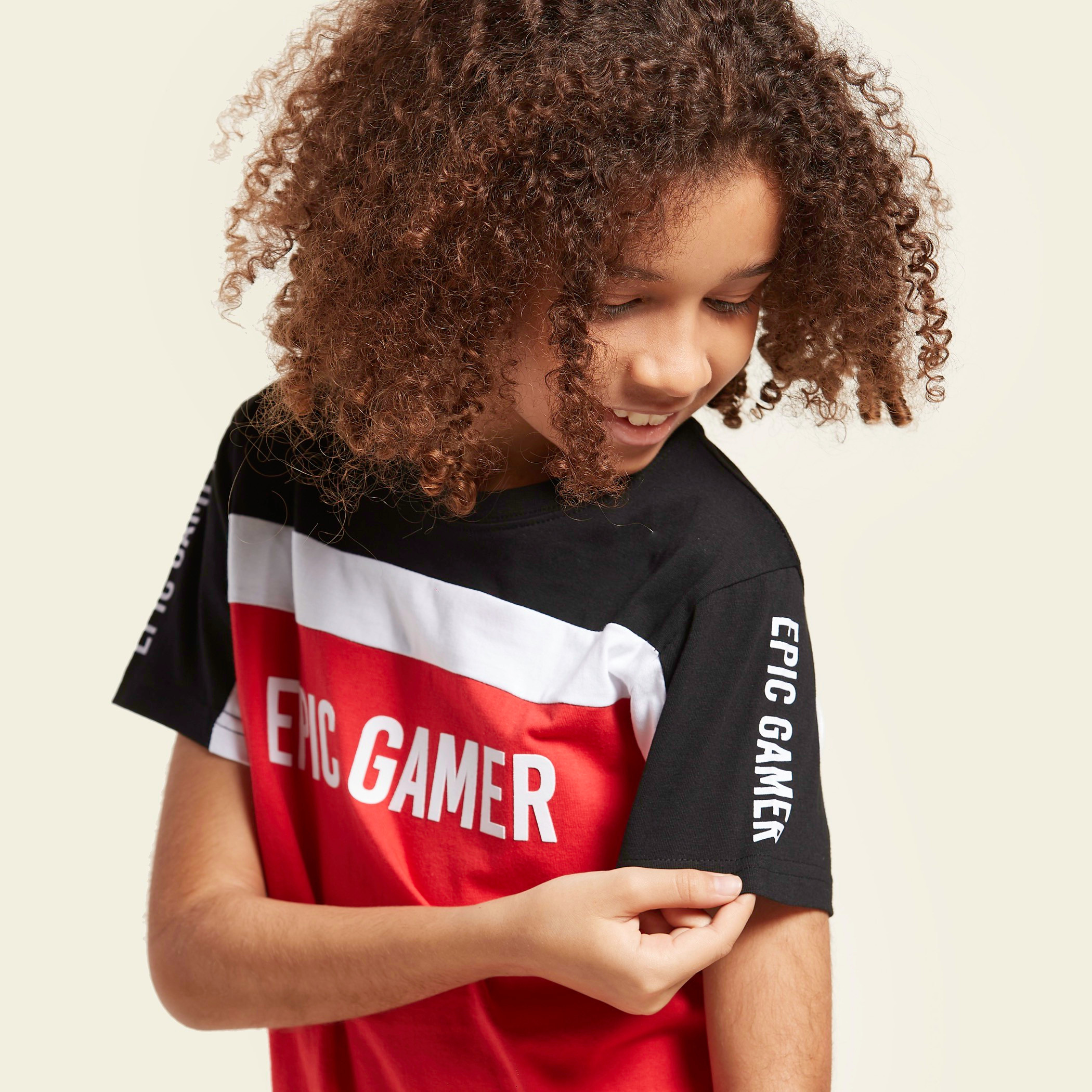 Juniors Text Print Short Sleeves T-shirt with Shorts Set-boys-clothing-setsandcoords-image-2