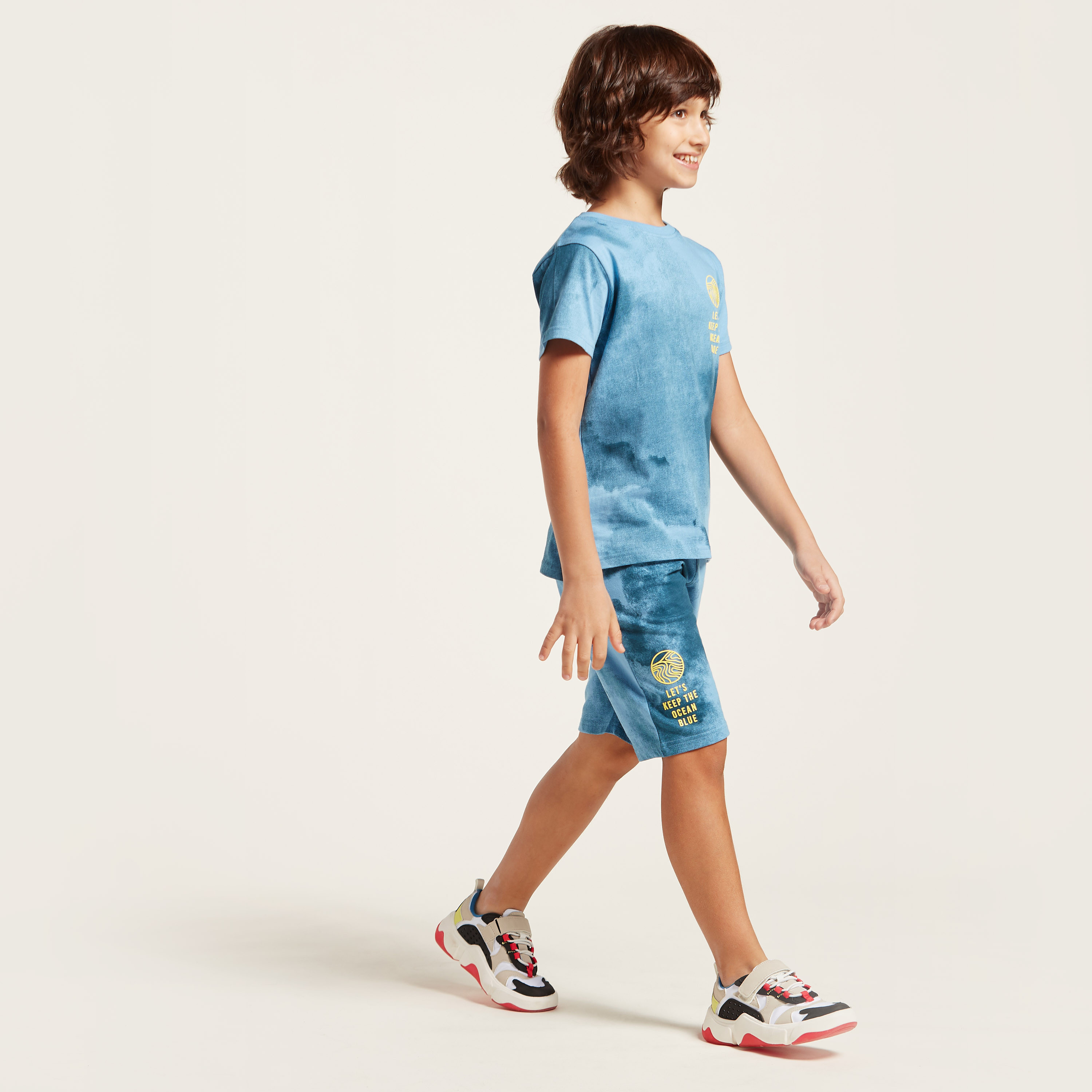 Juniors Printed Round Neck T-shirt and Shorts Set-boys-clothing-setsandcoords-image-3