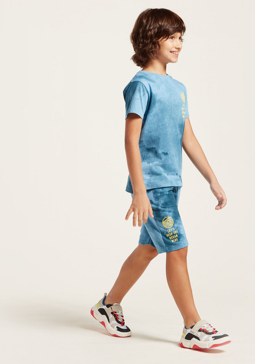 Juniors Printed Round Neck T-shirt and Shorts Set-Clothes Sets-image-2