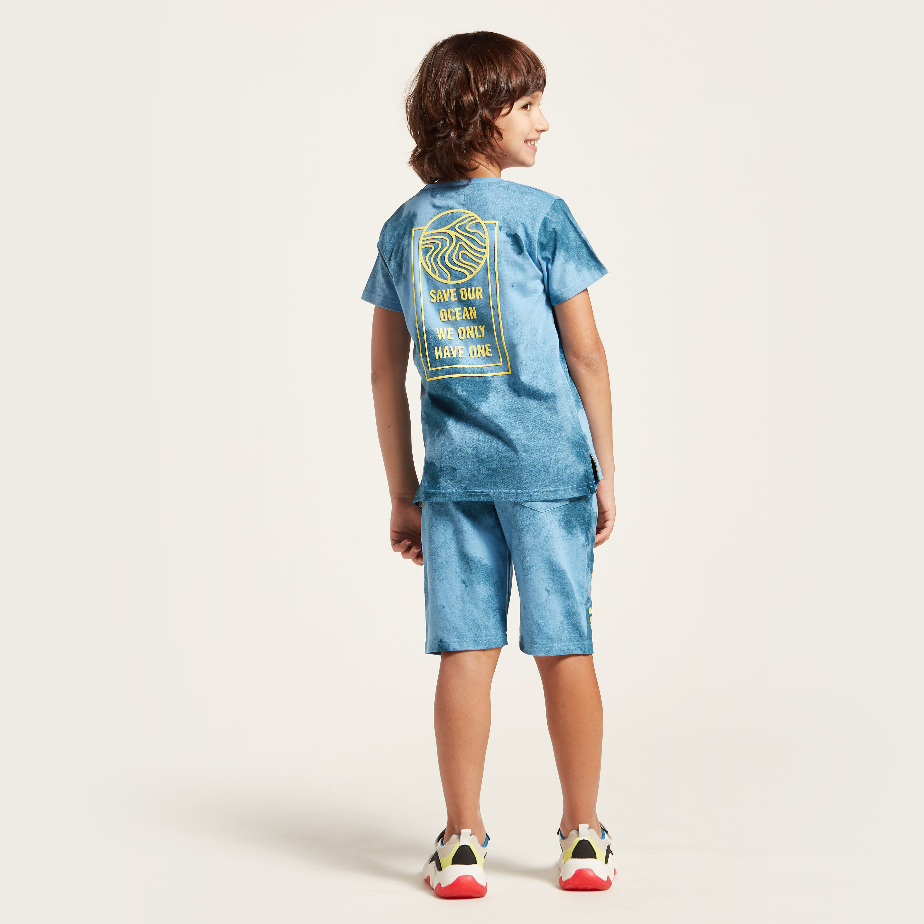 Juniors Printed Round Neck T-shirt and Shorts Set-boys-clothing-setsandcoords-image-5