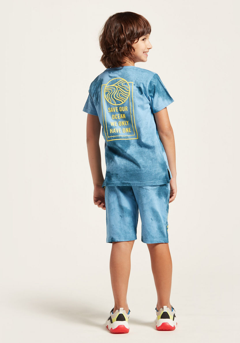 Juniors Printed Round Neck T-shirt and Shorts Set-Clothes Sets-image-4