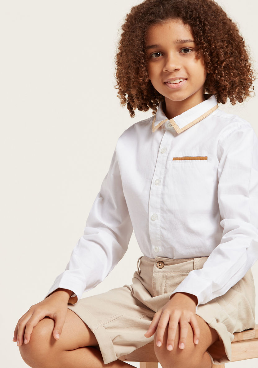 Juniors Solid Shirt with Collar and Long Sleeves-Shirts-image-4