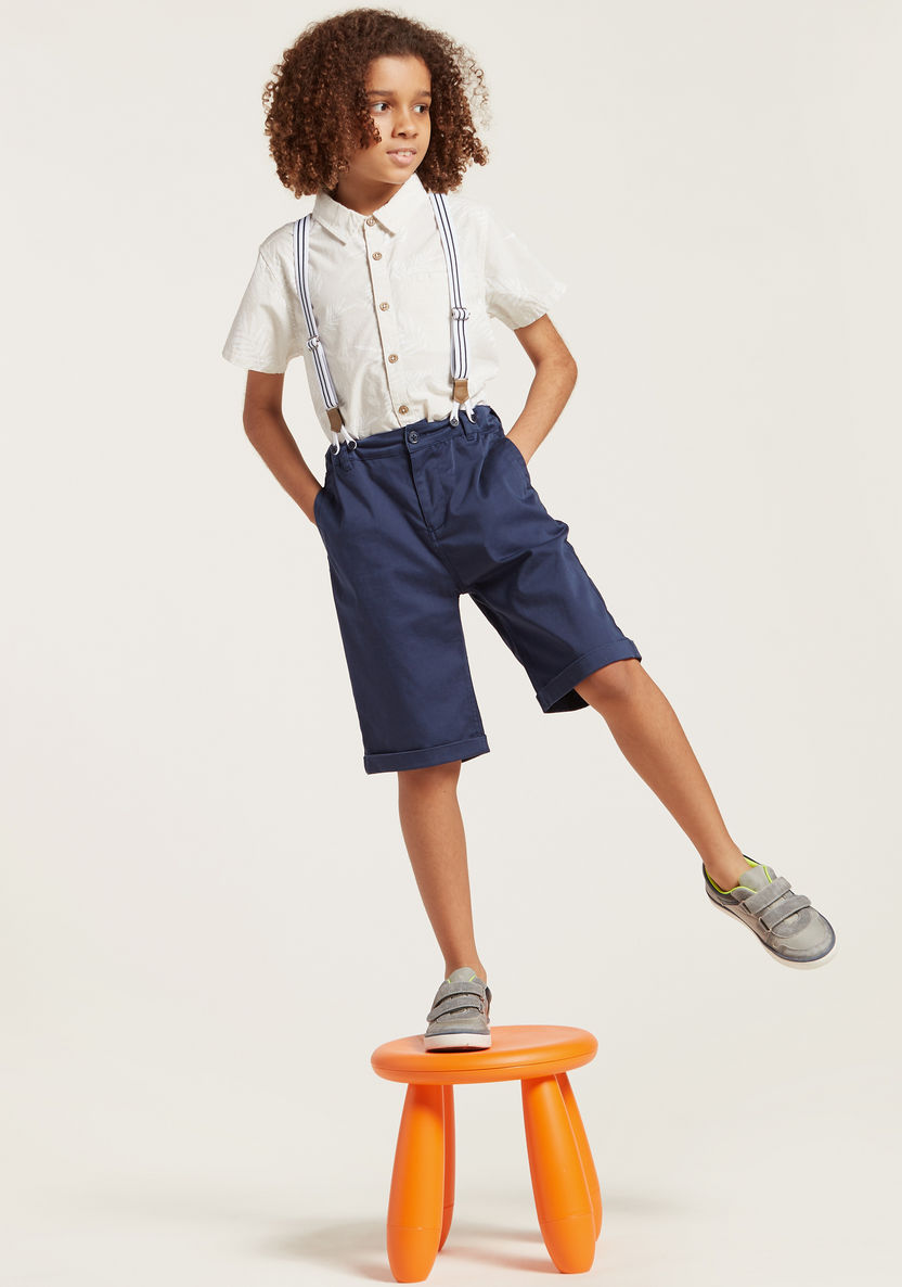 Juniors Solid Shorts with Suspenders and Pockets-Shorts-image-0