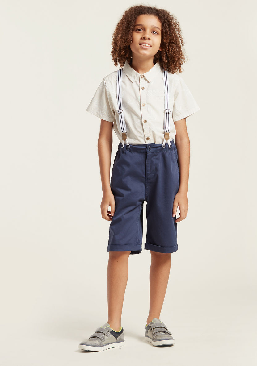 Juniors Solid Shorts with Suspenders and Pockets-Shorts-image-2