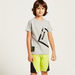 Juniors Graphic Print T-shirt with Round Neck and Zippered Detail-T Shirts-thumbnail-1