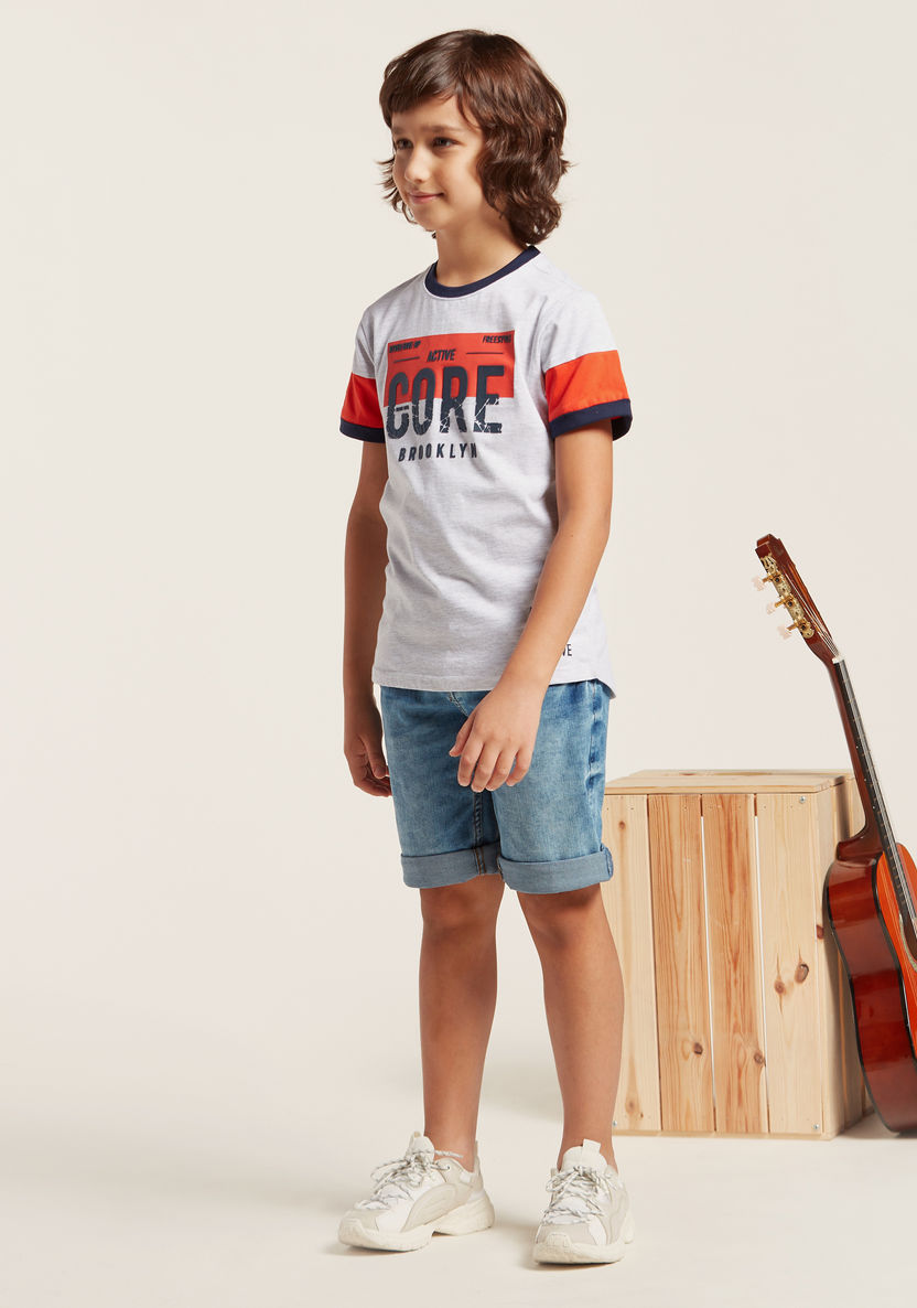 Juniors Round Neck Printed T-shirt with Short Sleeves-T Shirts-image-1