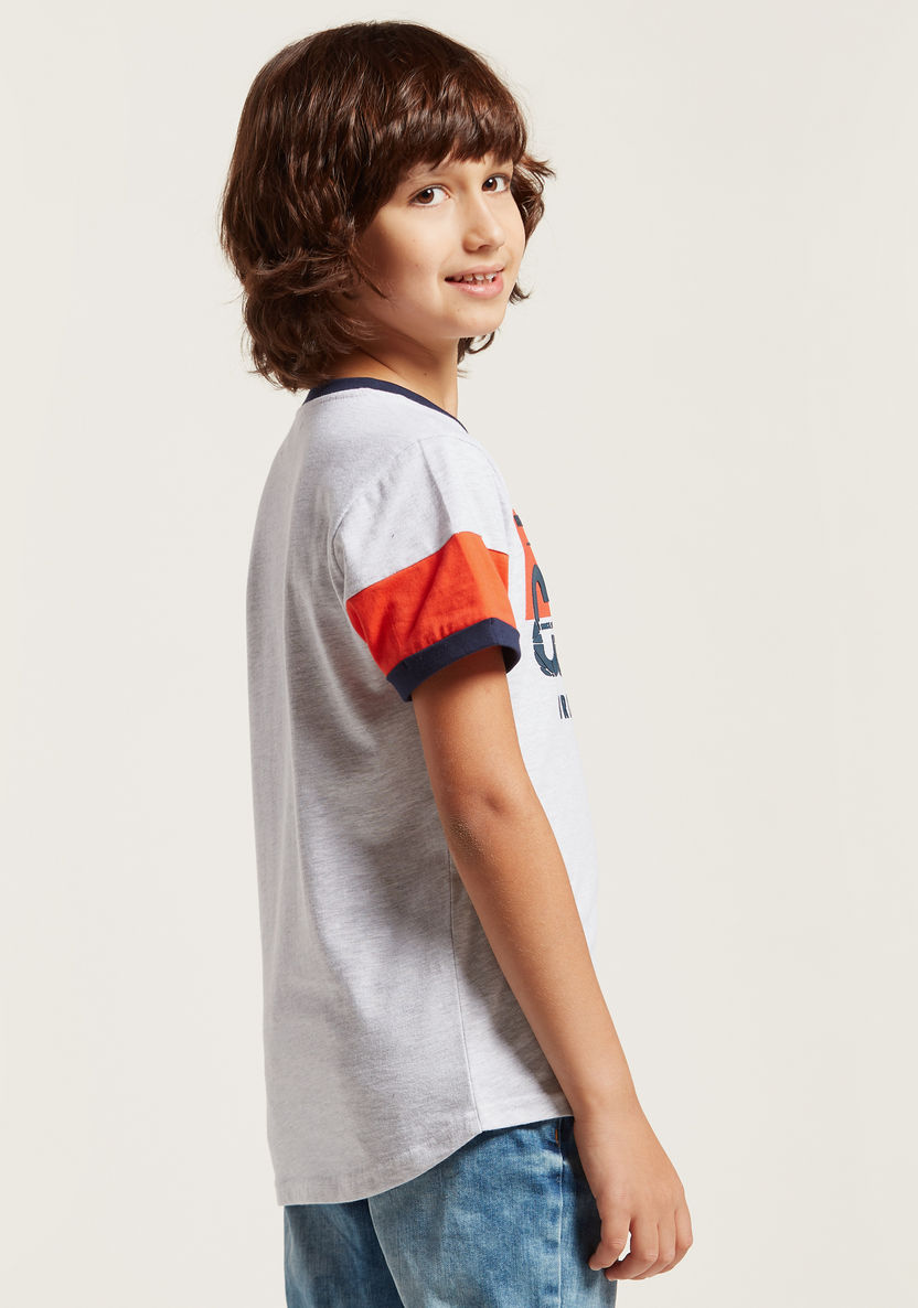 Juniors Round Neck Printed T-shirt with Short Sleeves-T Shirts-image-3