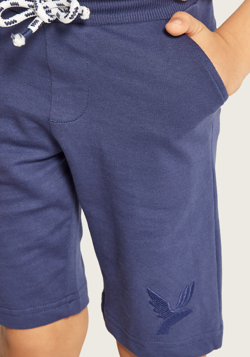 Juniors Solid Shorts with Pocket Detail and Drawstring Closure-Joggers-image-2