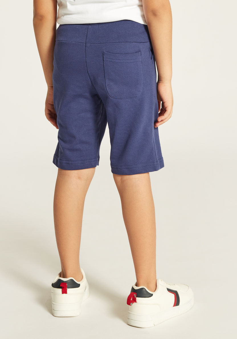 Juniors Solid Shorts with Pocket Detail and Drawstring Closure-Joggers-image-3