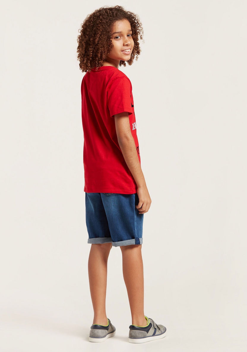 Juniors Printed T-shirt and Denim Shorts Set-Clothes Sets-image-4