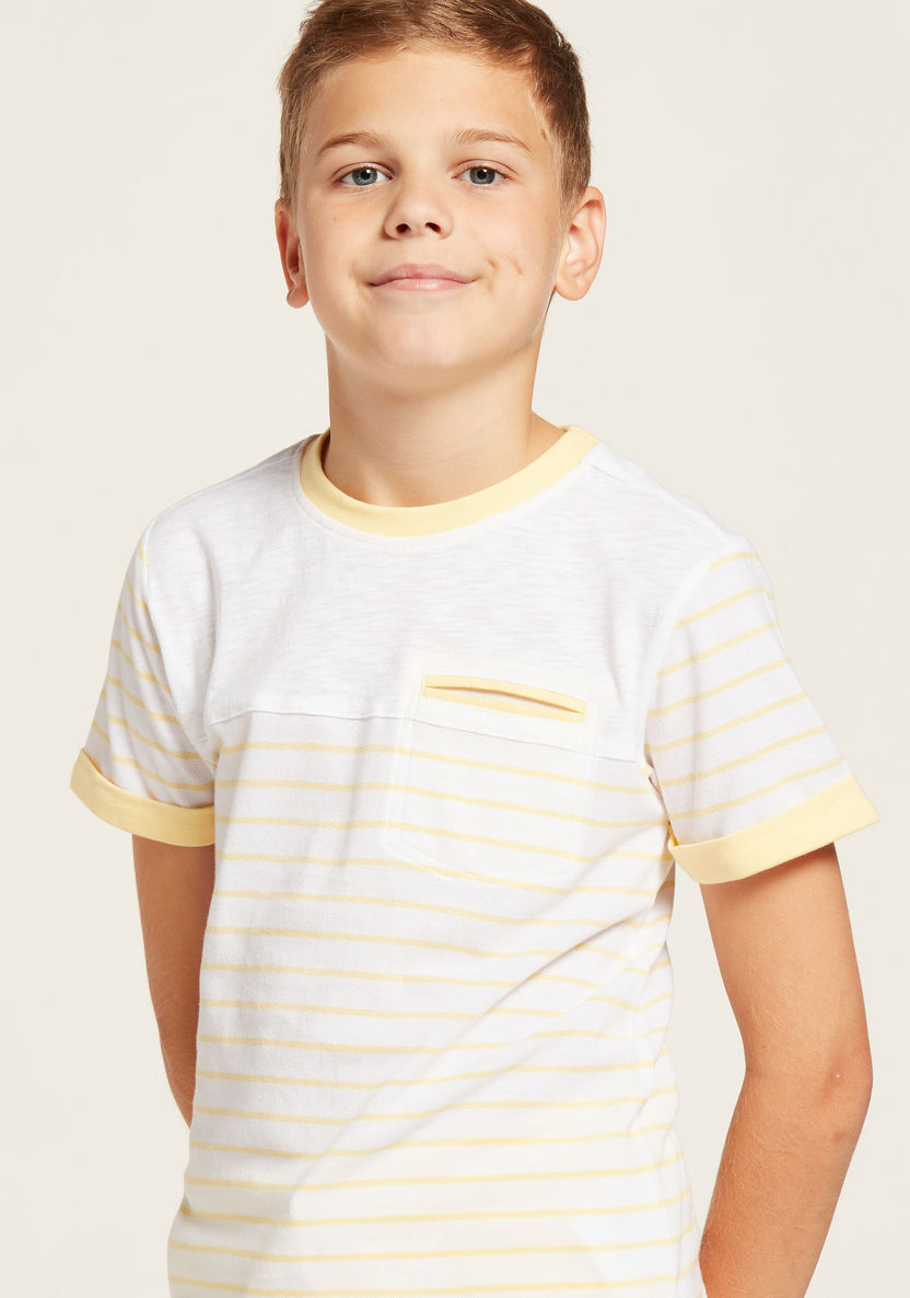 Striped T-shirt with Crew Neck and Short Sleeves-T Shirts-image-2