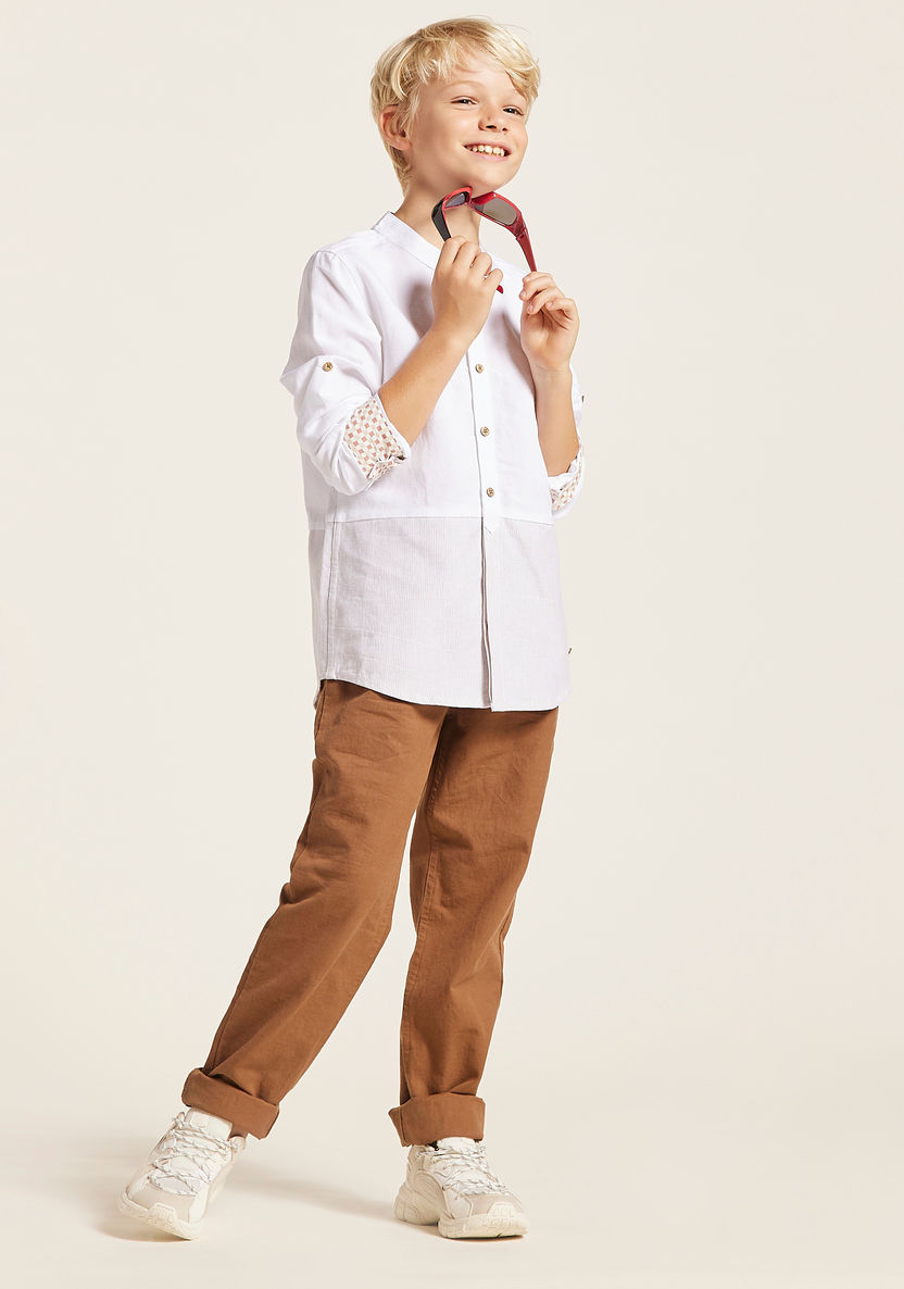 Eligo Solid Shirt with Mandarin Collar and Long Sleeves-Shirts-image-0