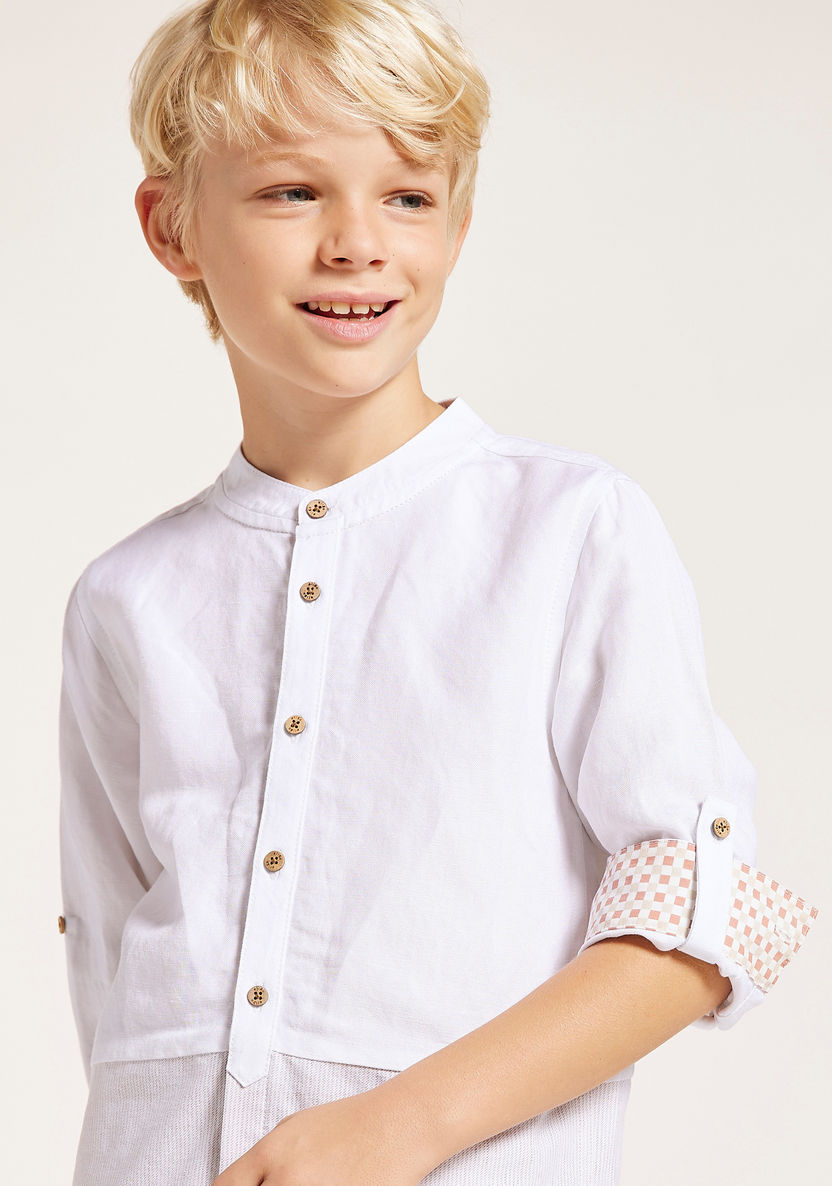 Eligo Solid Shirt with Mandarin Collar and Long Sleeves-Shirts-image-2