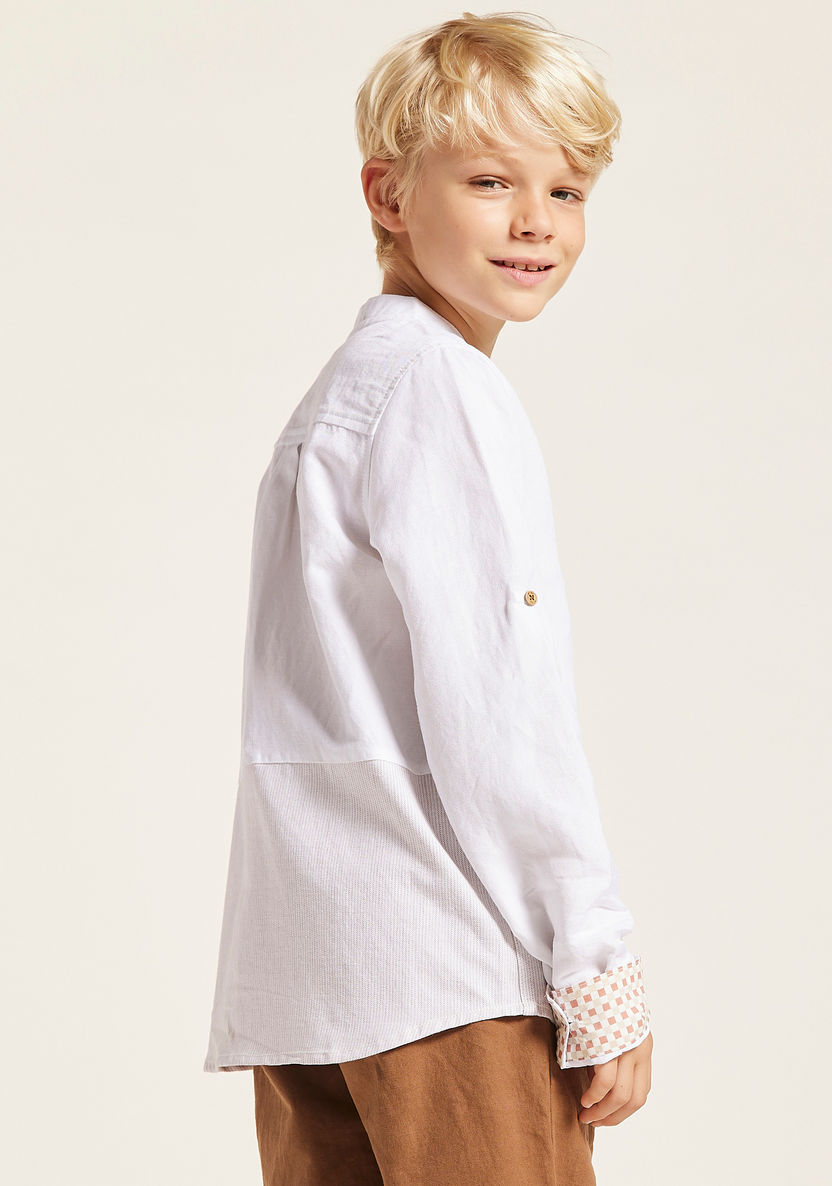 Eligo Solid Shirt with Mandarin Collar and Long Sleeves-Shirts-image-3