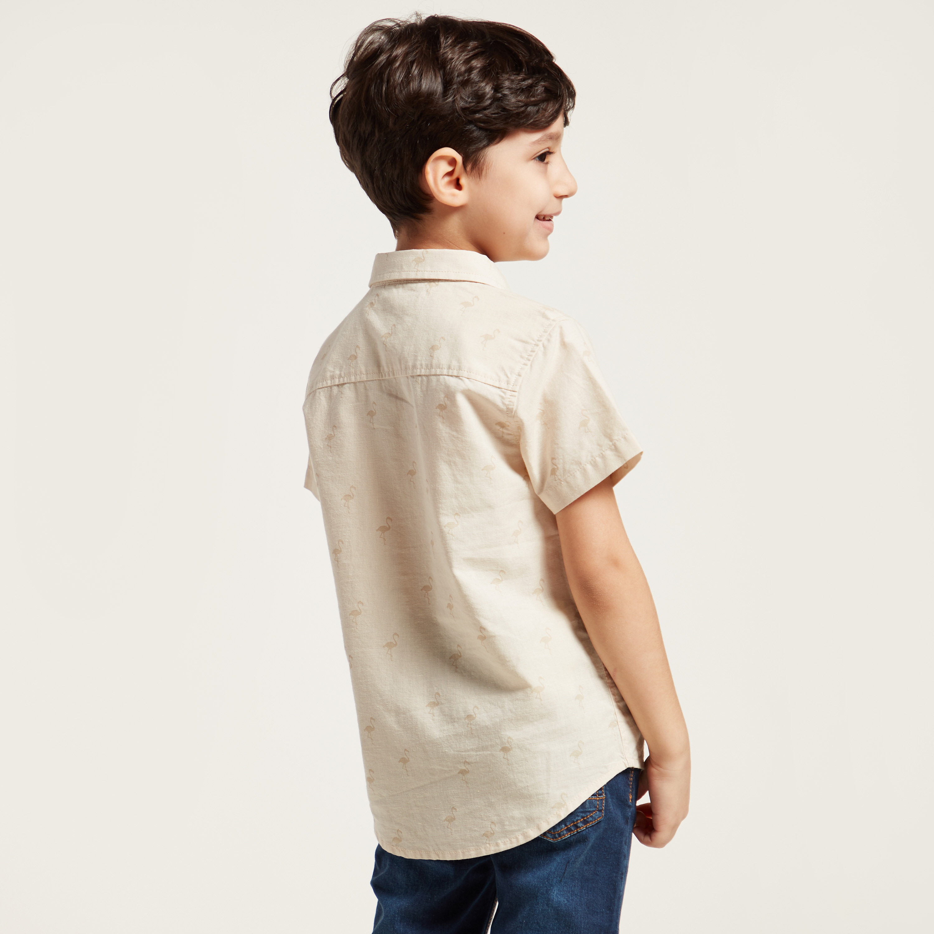 Eligo All-Over Print Shirt with Spread Collar and Short Sleeves-boys-clothing-shirts-image-3
