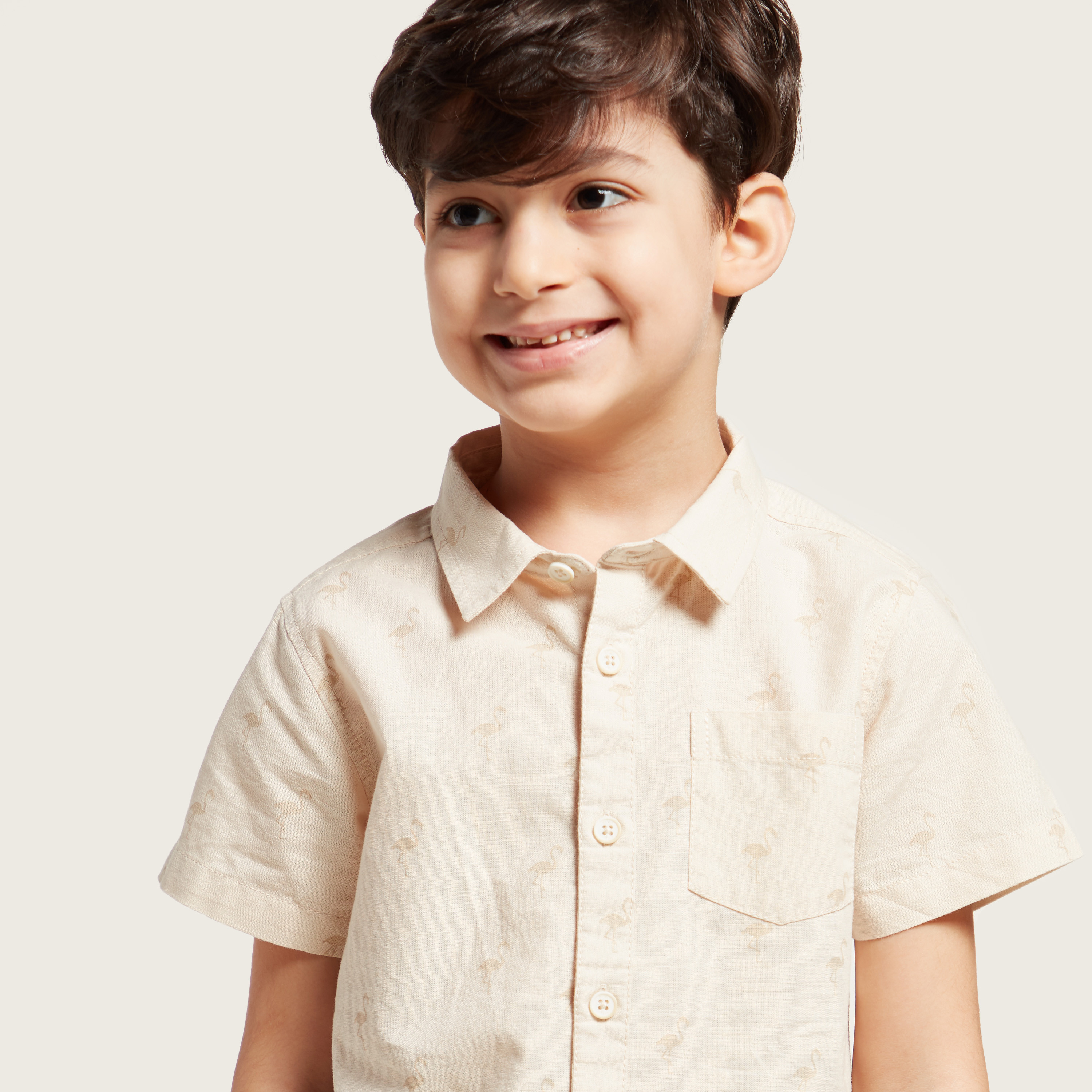 Eligo All-Over Print Shirt with Spread Collar and Short Sleeves-boys-clothing-shirts-image-4