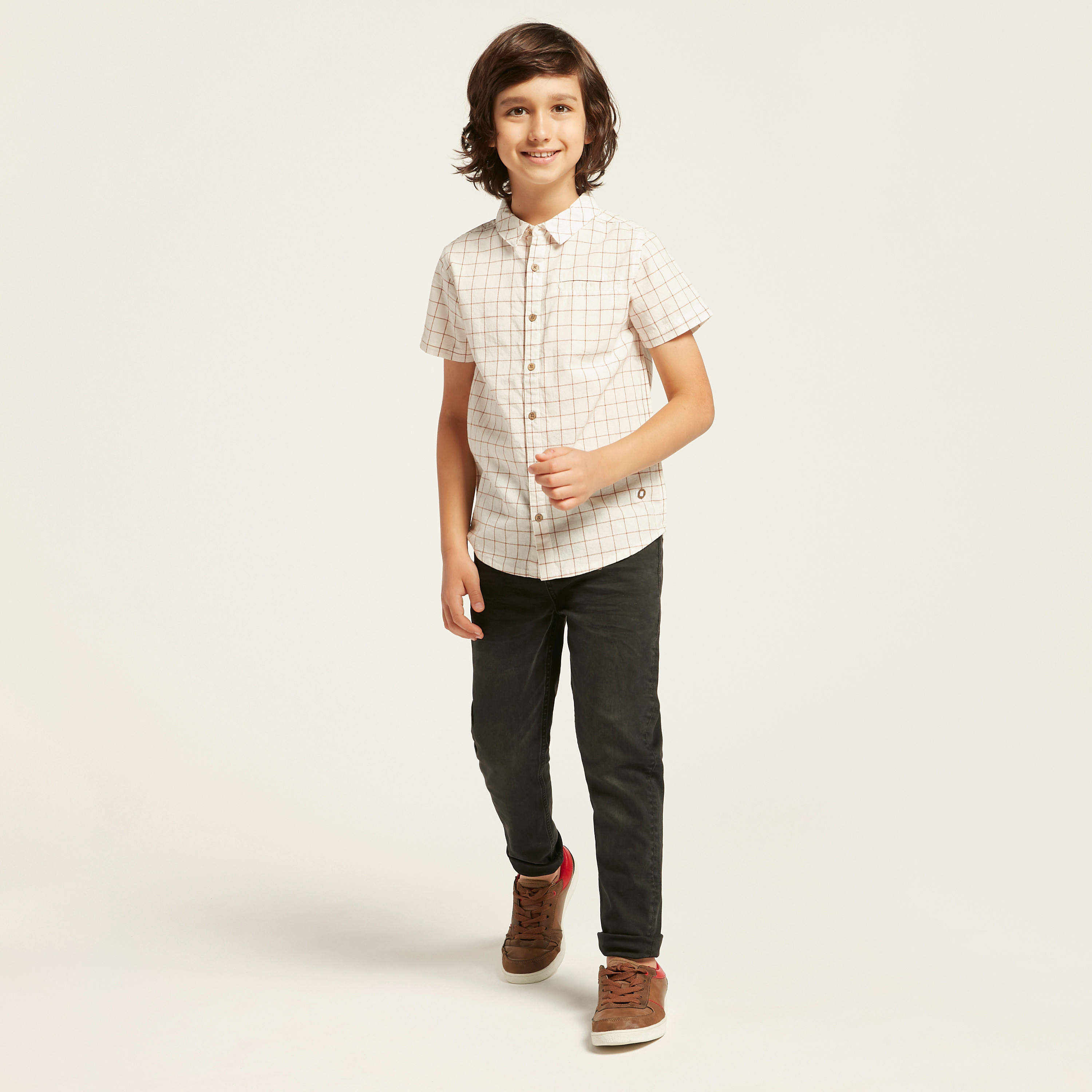Eligo Checked Shirt with Short Sleeves and Pocket-boys-clothing-shirts-image-1