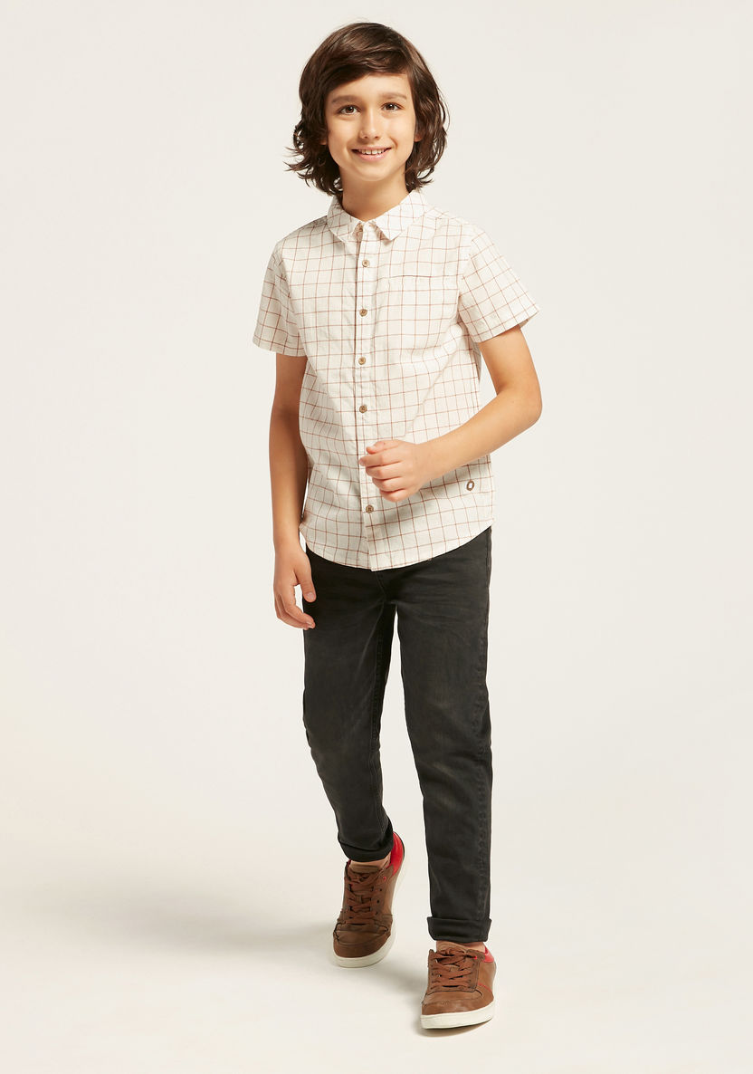 Checked Shirt with Short Sleeves and Pocket-Shirts-image-0