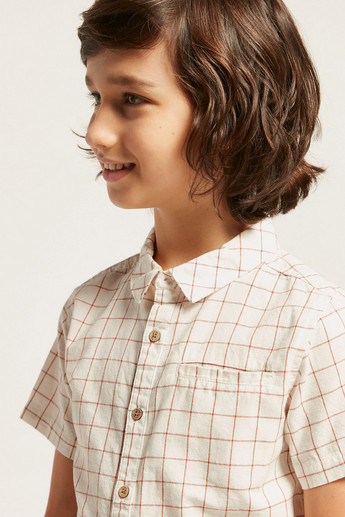 Checked Shirt with Short Sleeves and Pocket