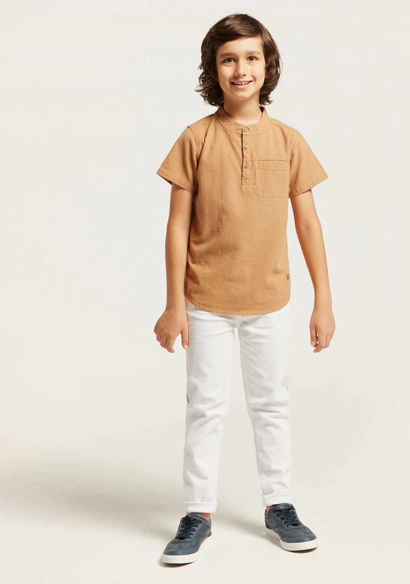 Solid Shirt with Short Sleeves and Patch Pocket-Shirts-image-1