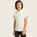 Textured Shirt with Mandarin Neck and Short Sleeves-Shirts-thumbnail-2