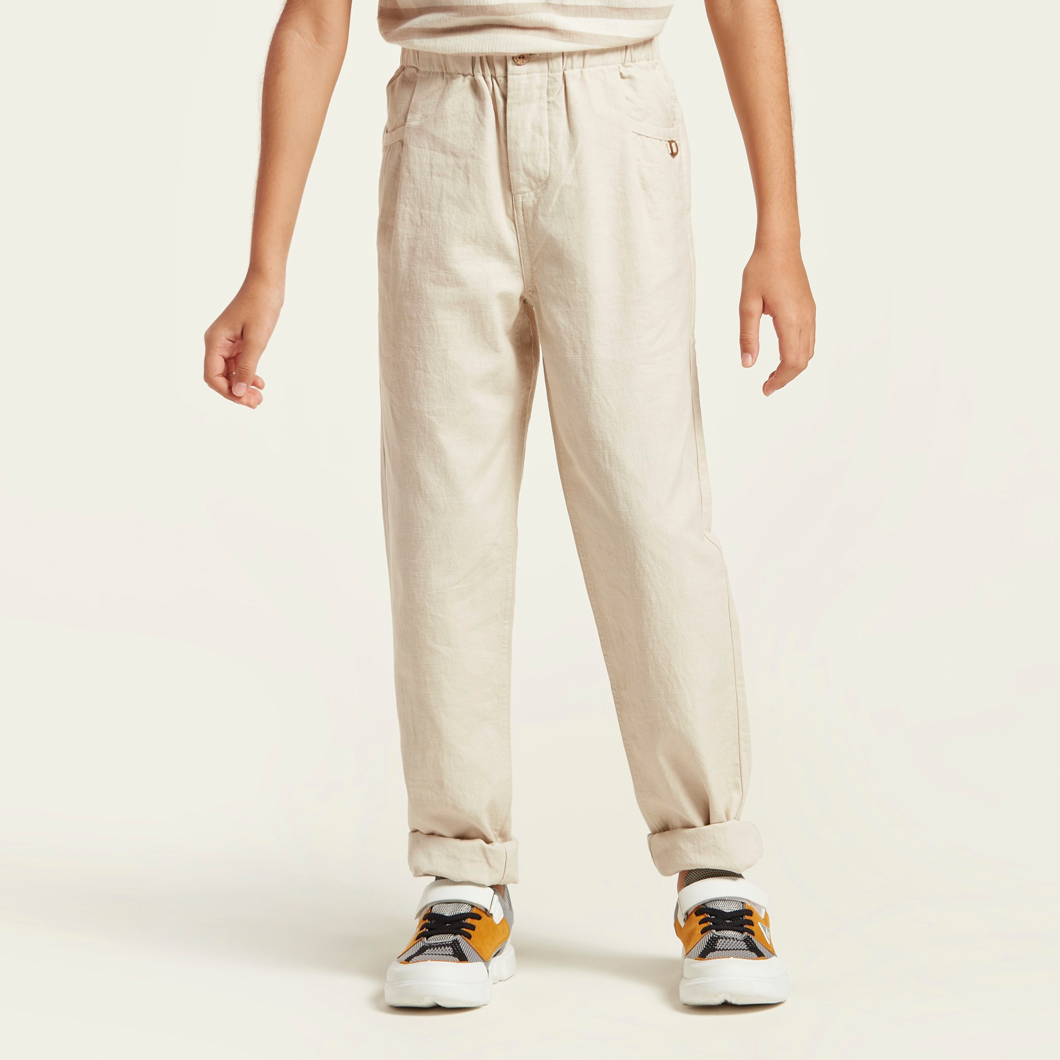 Eligo Solid Pants with Pockets and Elasticated Waistband-boys-clothing-bottoms-trousers-image-2
