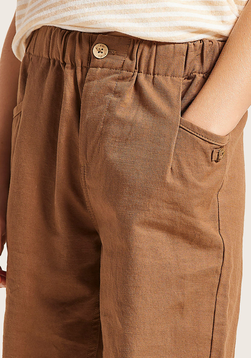 Eligo Solid Pants with Pockets and Elasticated Waistband-Pants-image-2