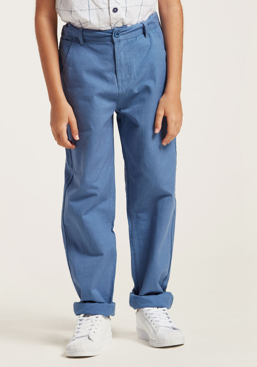 Full Length Solid Pants with Pocket Detail and Belt Loops-Pants-image-1