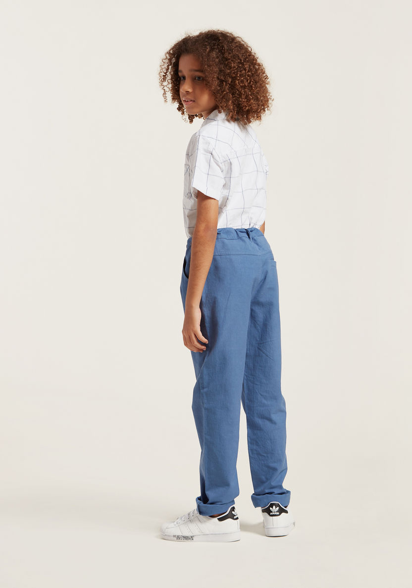Full Length Solid Pants with Pocket Detail and Belt Loops-Pants-image-3