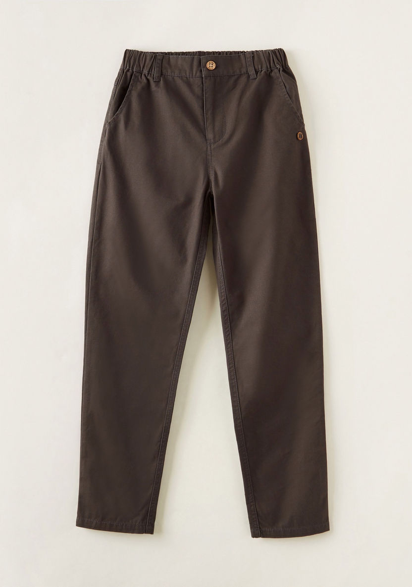 Solid Pants with Semi-Elasticated Waistband and Pockets-Pants-image-0