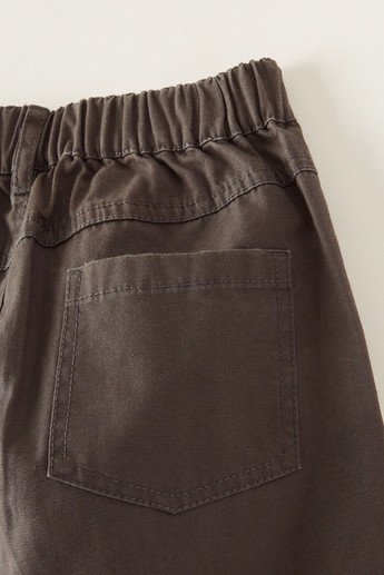 Solid Pants with Semi-Elasticated Waistband and Pockets