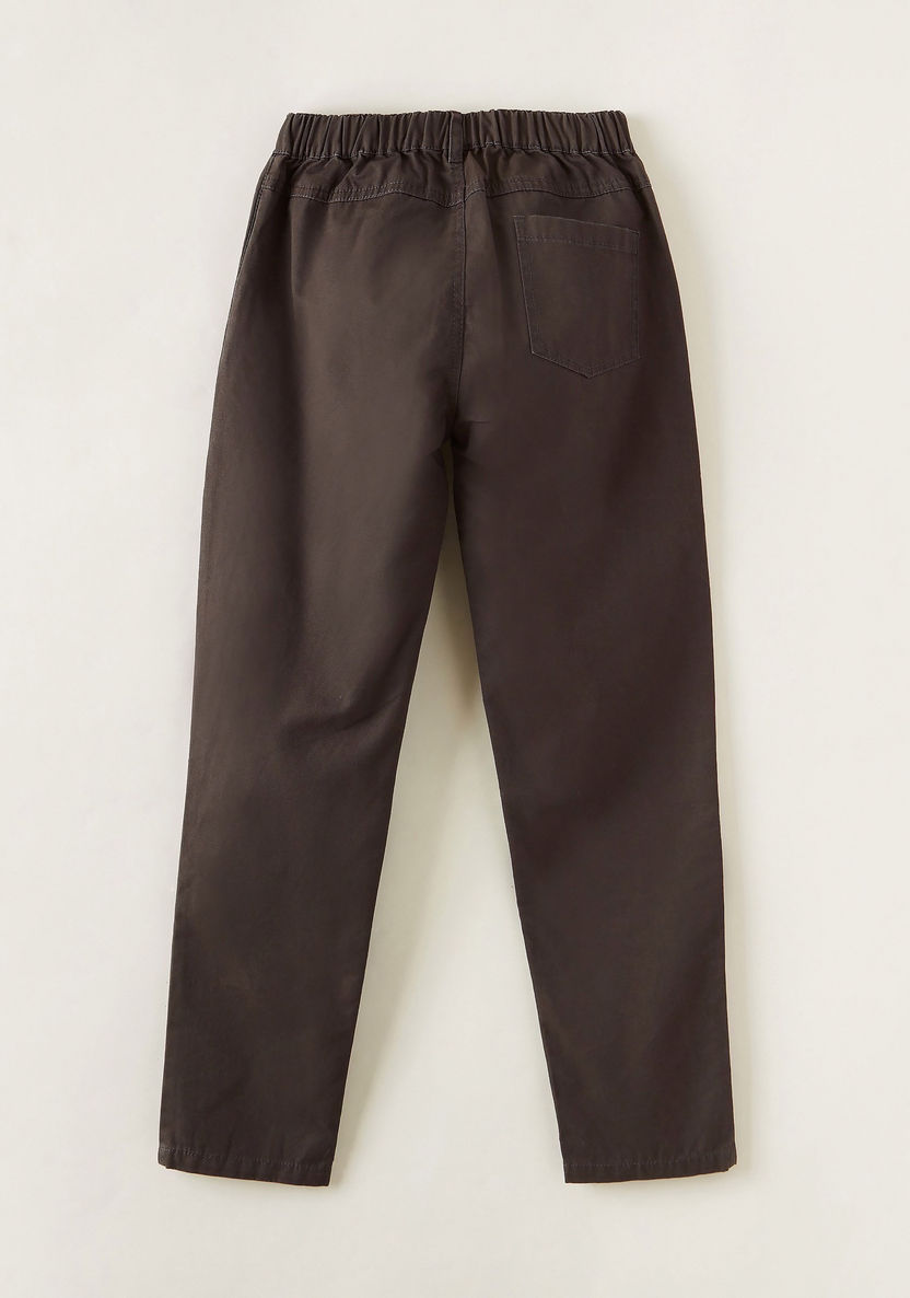 Solid Pants with Semi-Elasticated Waistband and Pockets-Pants-image-3