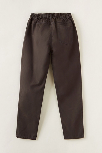 Solid Pants with Semi-Elasticated Waistband and Pockets
