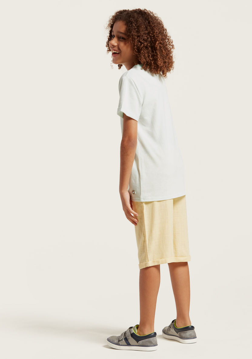 Eligo Solid Shorts with Belt and Zip Closure-Shorts-image-3