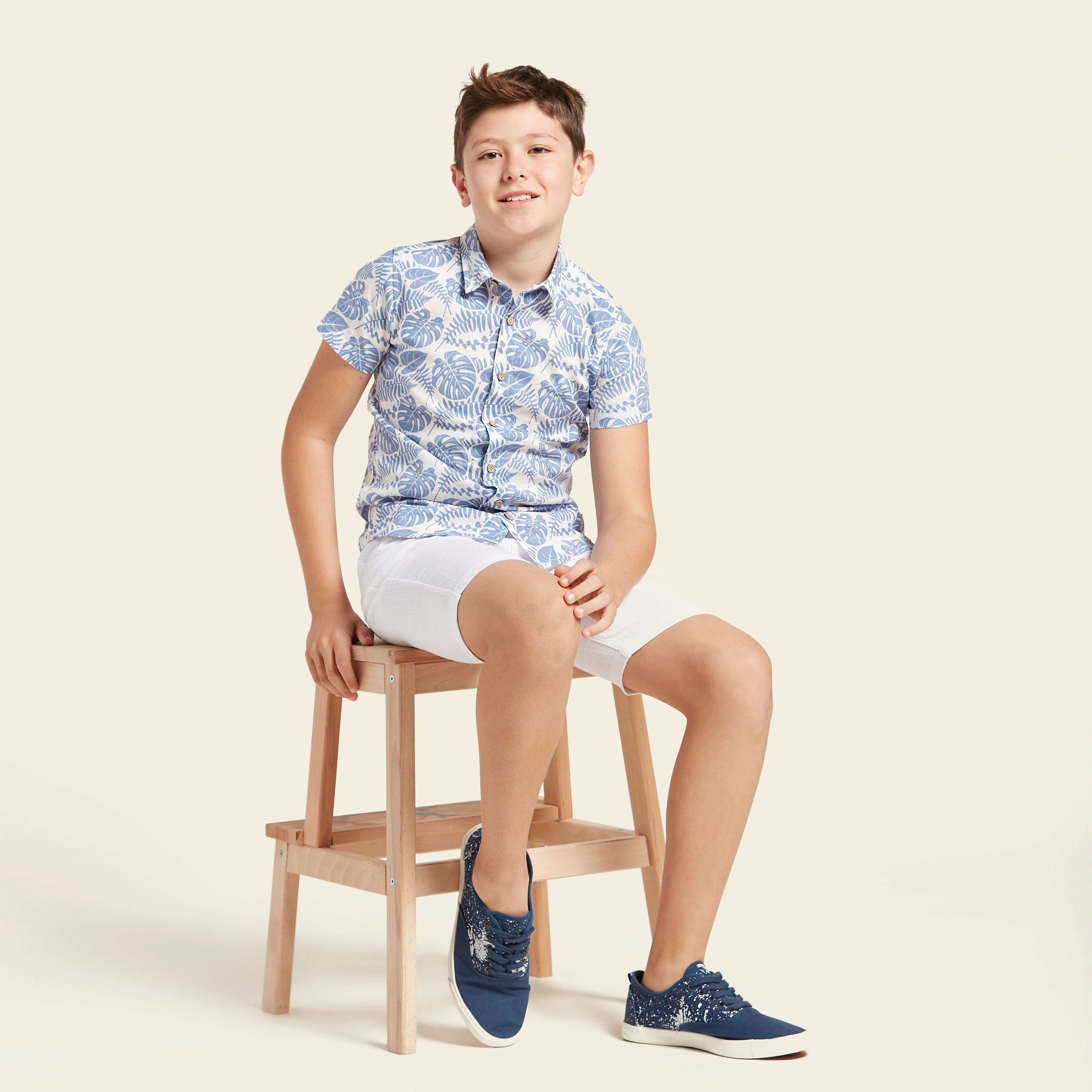 Eligo All-Over Print Shirt with Solid Shorts Set-boys-clothing-setsandcoords-image-1