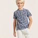 All-Over Print Henley Neck T-shirt with Solid Shorts Set-Clothes Sets-thumbnail-2