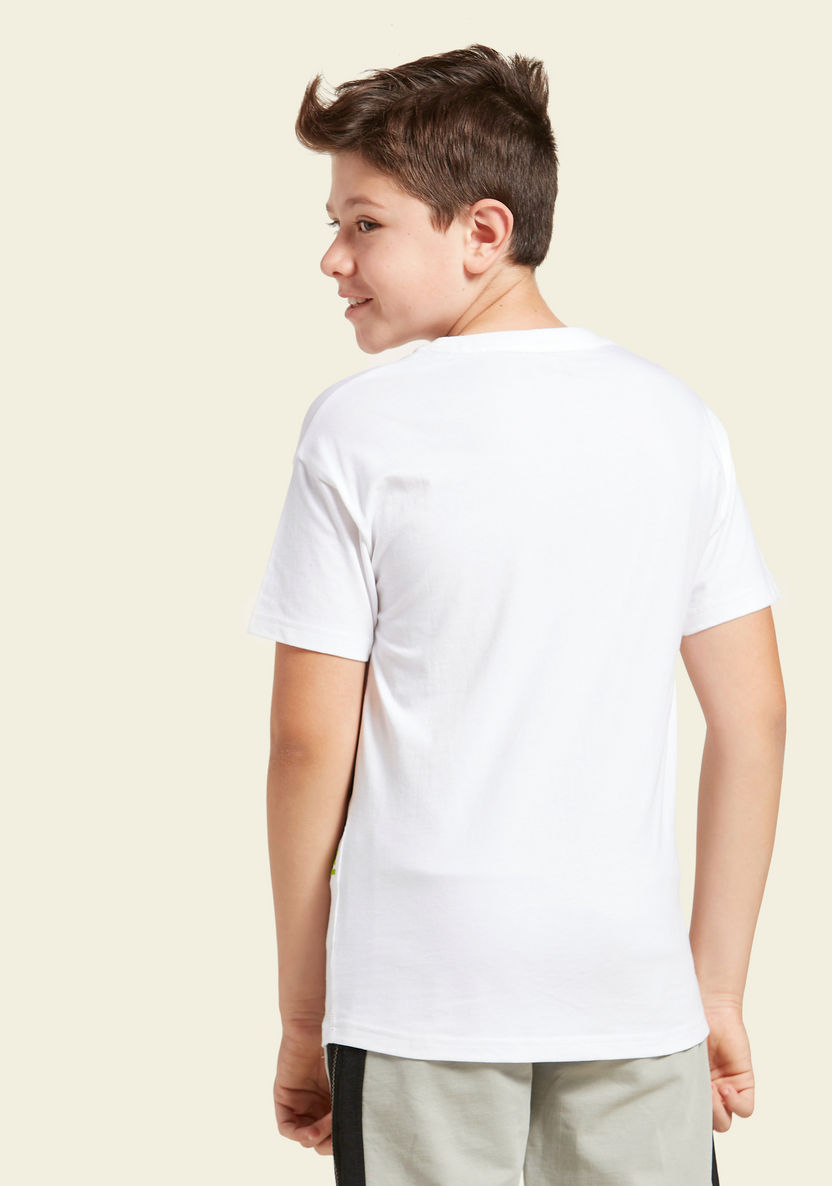 Bossini Printed Round Neck T-shirt with Short Sleeves-T Shirts-image-3
