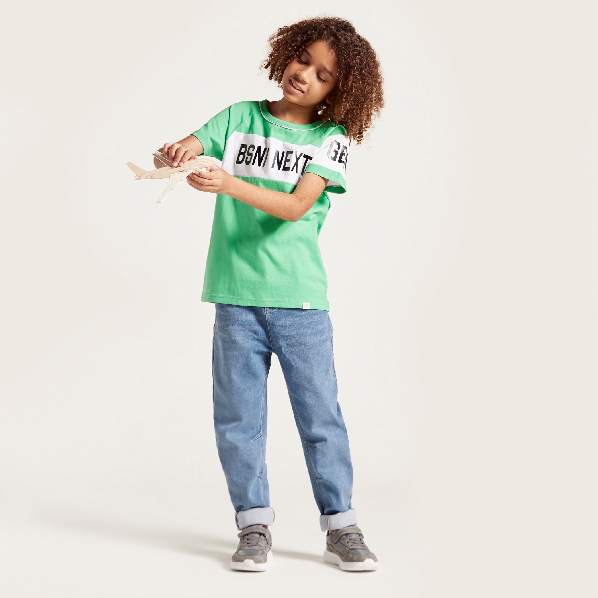 Bossini Slogan Print T-shirt with Short Sleeves and Round Neck-boys-clothing-tshirtsandpolos-image-1