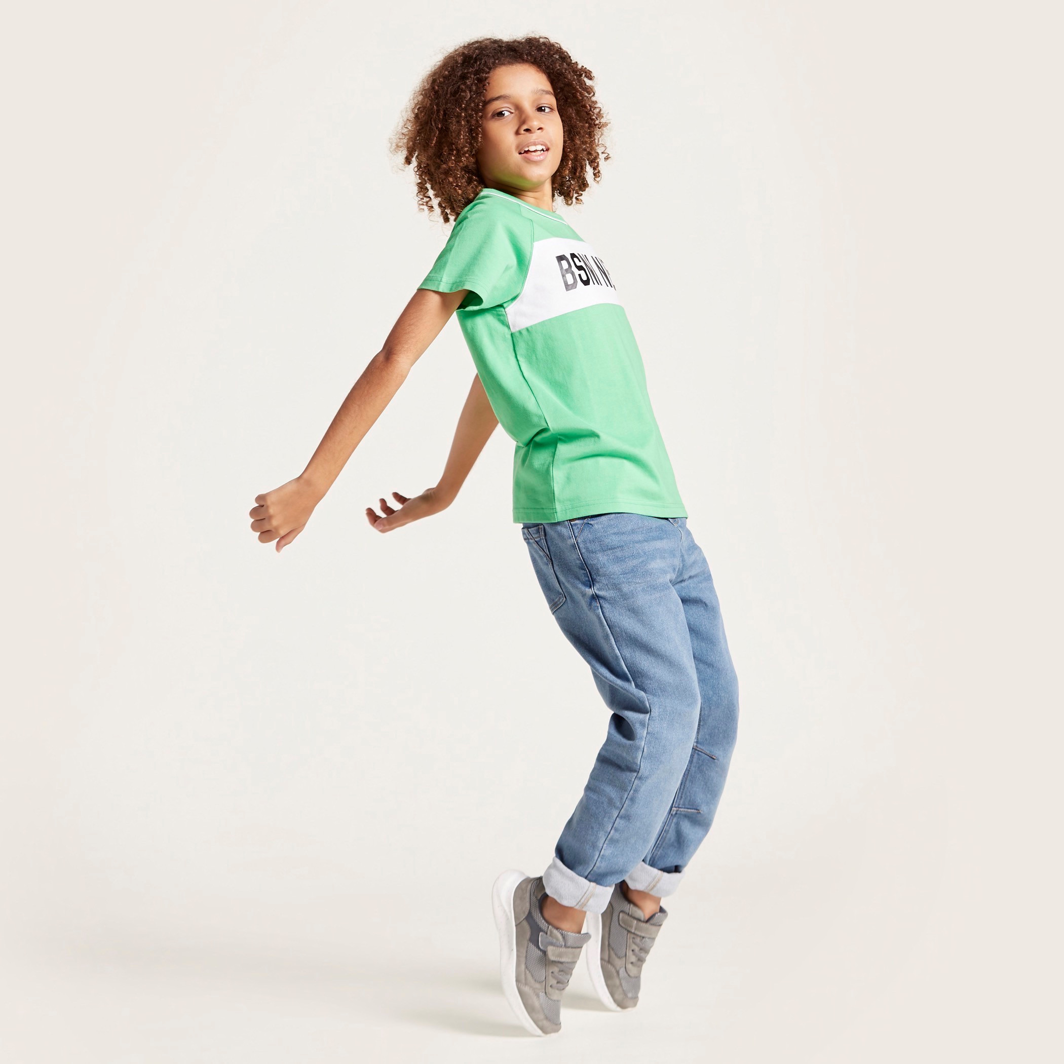 Bossini Slogan Print T-shirt with Short Sleeves and Round Neck-boys-clothing-tshirtsandpolos-image-2