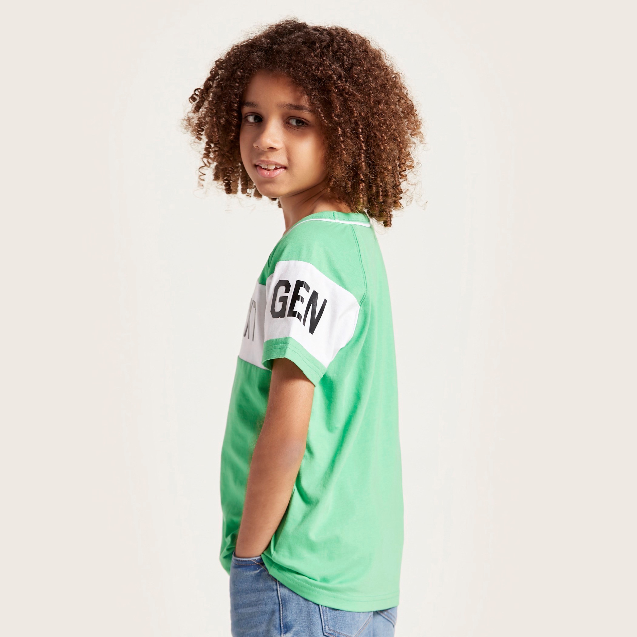 Bossini Slogan Print T-shirt with Short Sleeves and Round Neck-boys-clothing-tshirtsandpolos-image-4