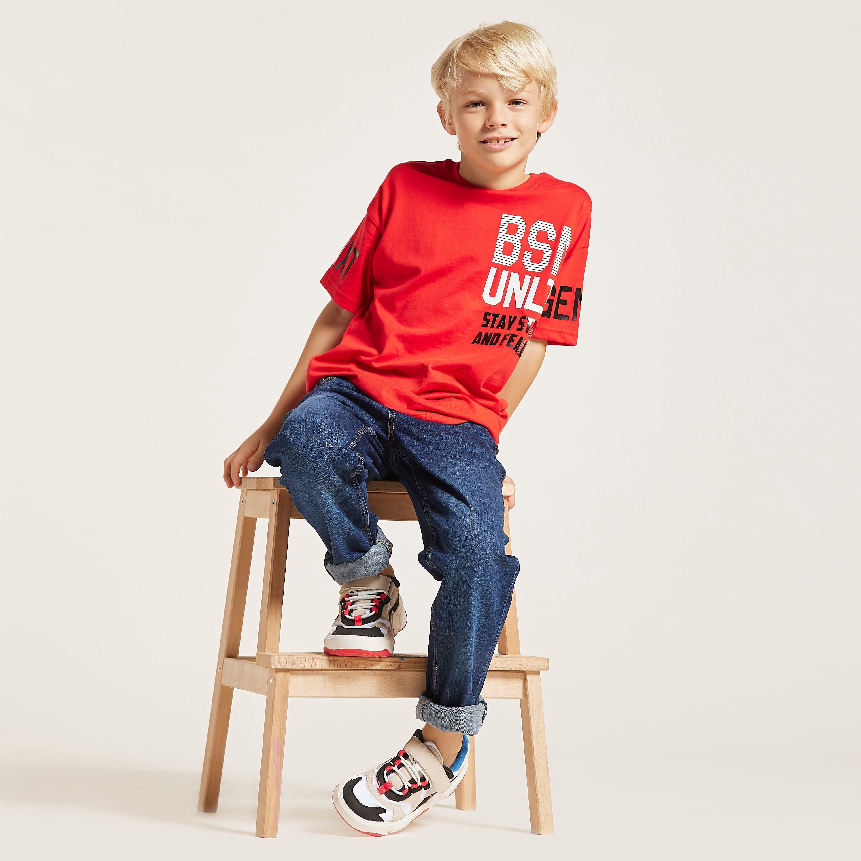 Bossini Printed T-shirt with Round Neck and Short Sleeves-boys-clothing-tshirtsandpolos-image-1