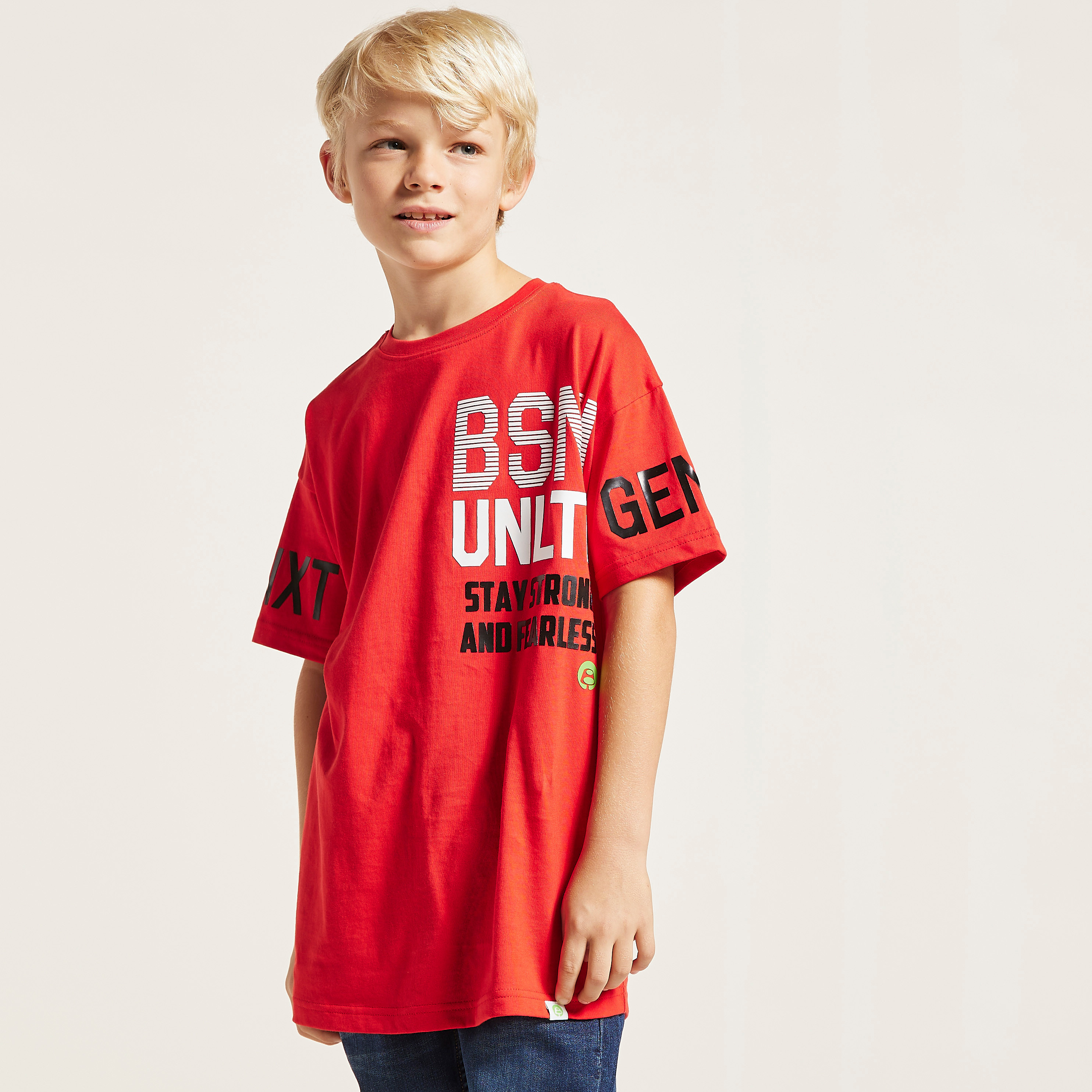Bossini Printed T-shirt with Round Neck and Short Sleeves-boys-clothing-tshirtsandpolos-image-2