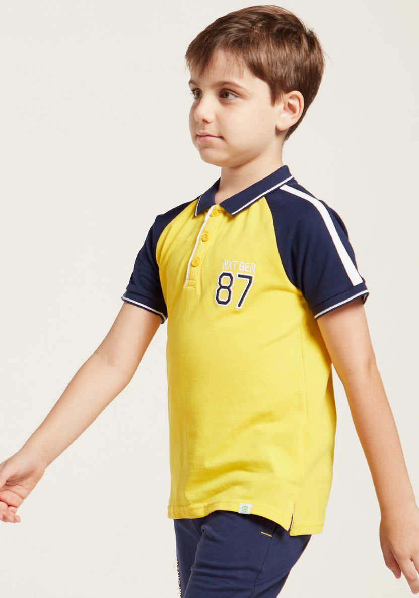 Bossini Colourblocked Polo T-shirt with Short Sleeves-T Shirts-image-2