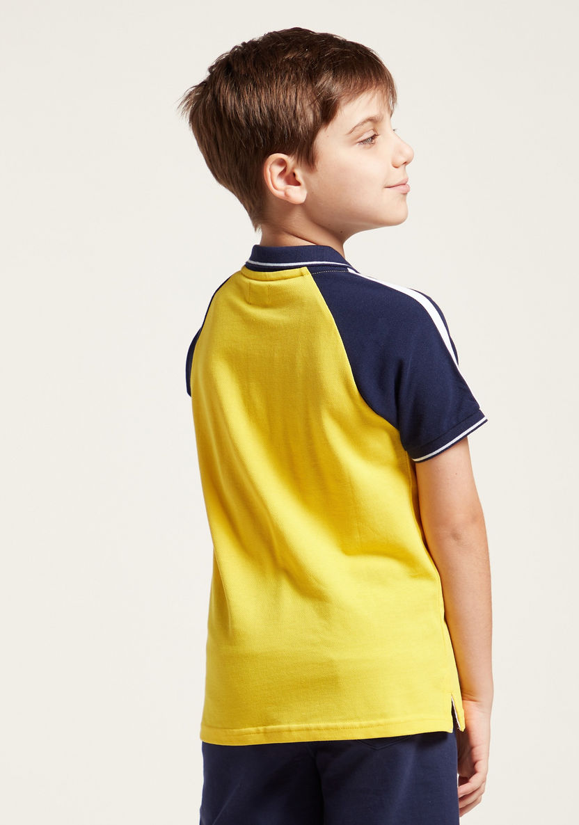 Bossini Colourblocked Polo T-shirt with Short Sleeves-T Shirts-image-3