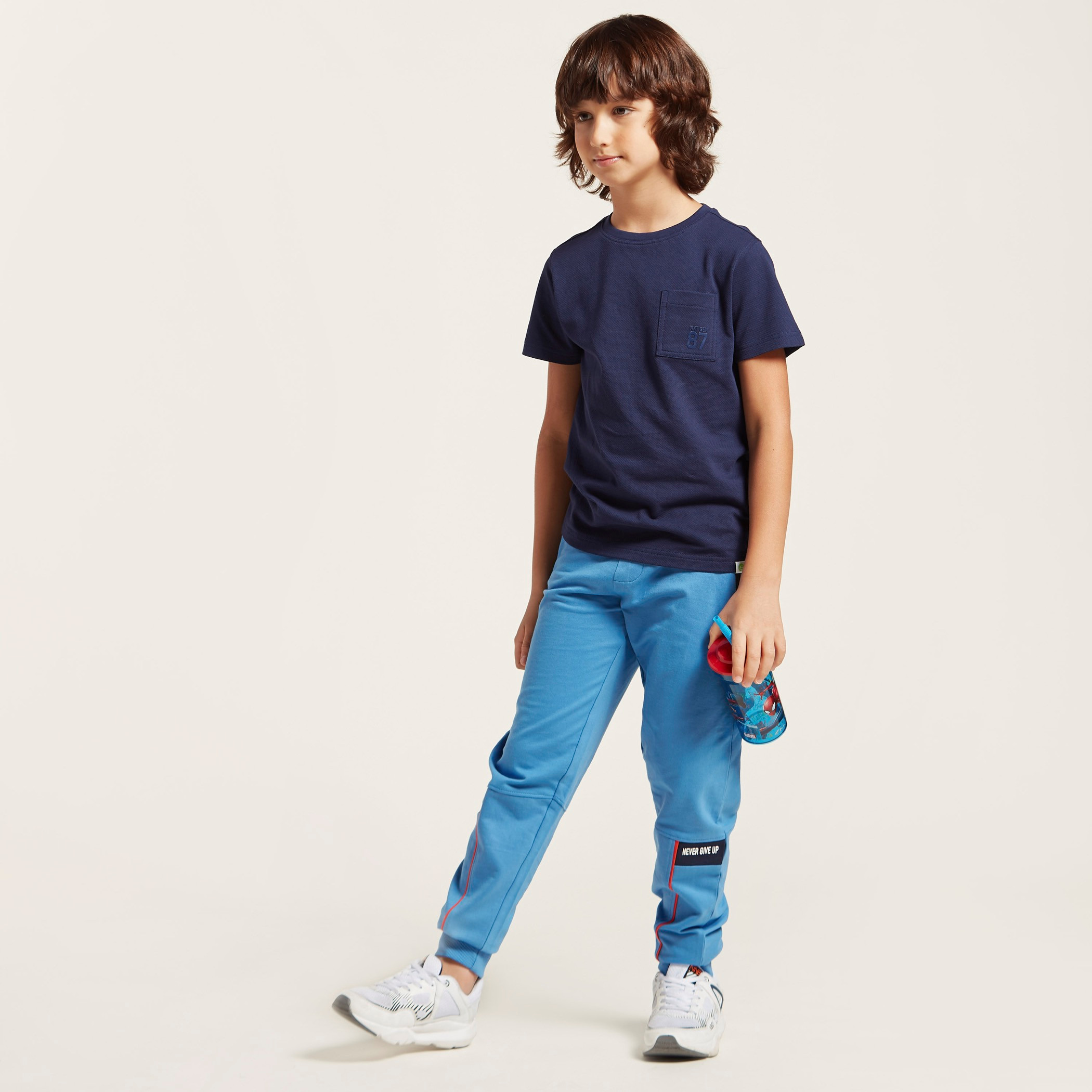 Bossini Solid Crew Neck T-shirt with Short Sleeves-boys-clothing-tshirtsandpolos-image-1