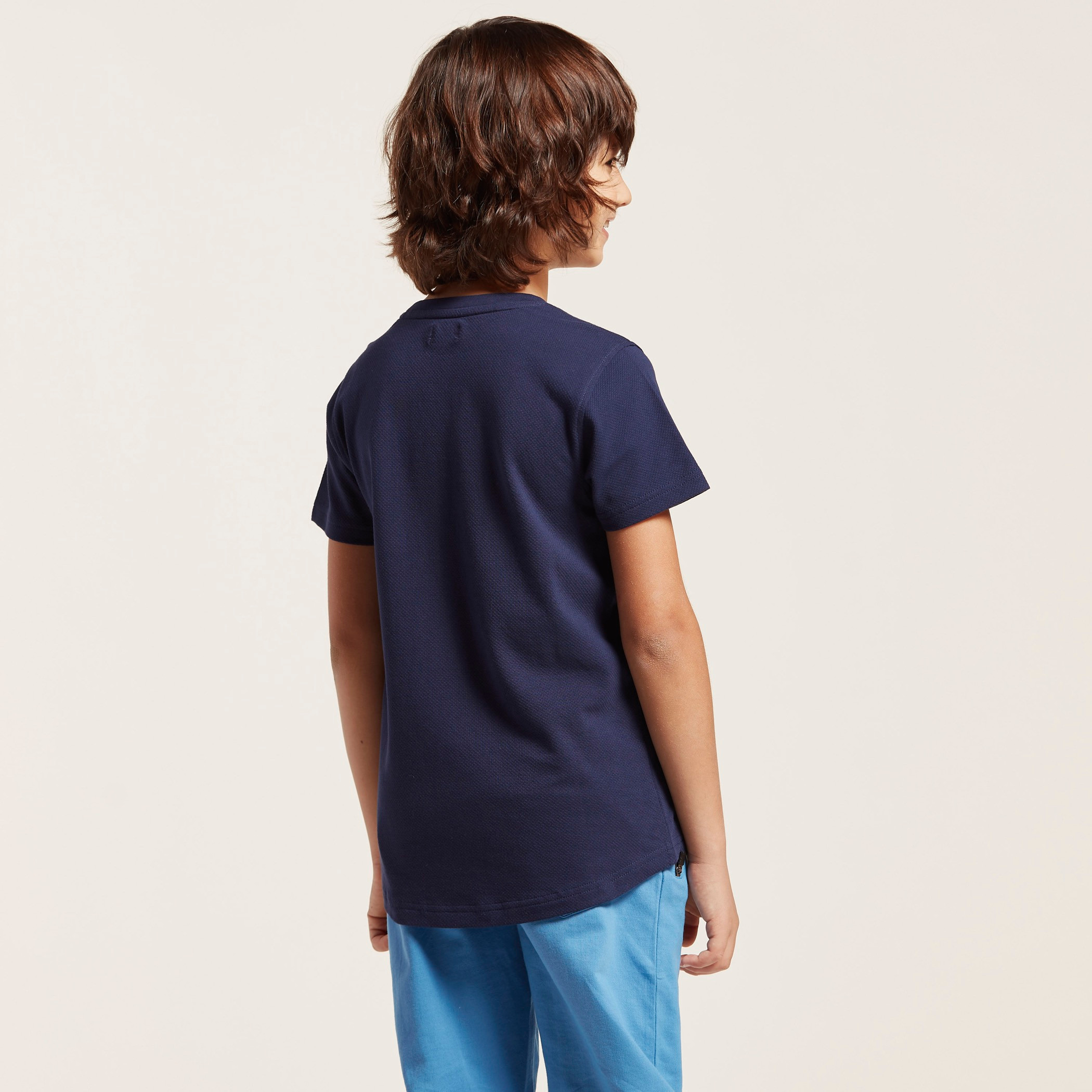 Bossini Solid Crew Neck T-shirt with Short Sleeves-boys-clothing-tshirtsandpolos-image-3