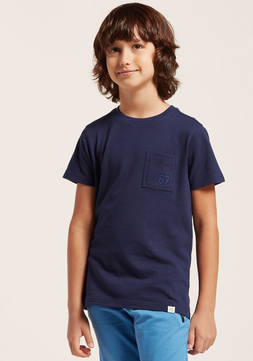 Bossini Solid Crew Neck T-shirt with Short Sleeves-T Shirts-image-3