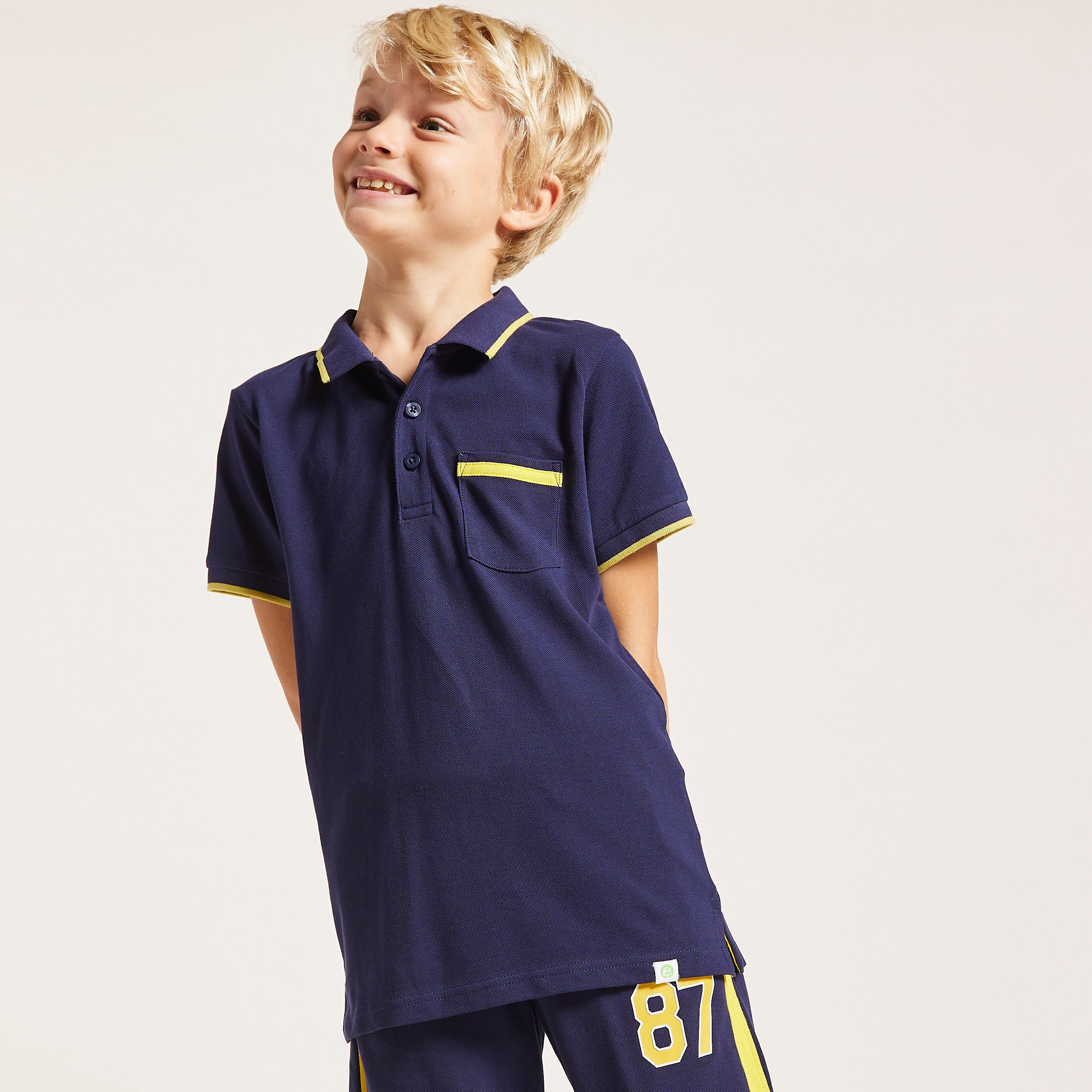 Bossini Solid Polo T-shirt with Short Sleeves and Chest Pocket-boys-clothing-tshirtsandpolos-image-2