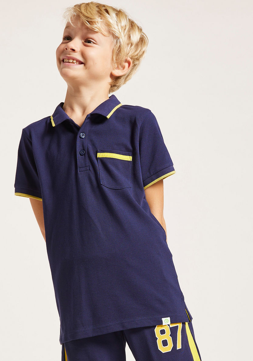Bossini Solid Polo T-shirt with Short Sleeves and Chest Pocket-T Shirts-image-1
